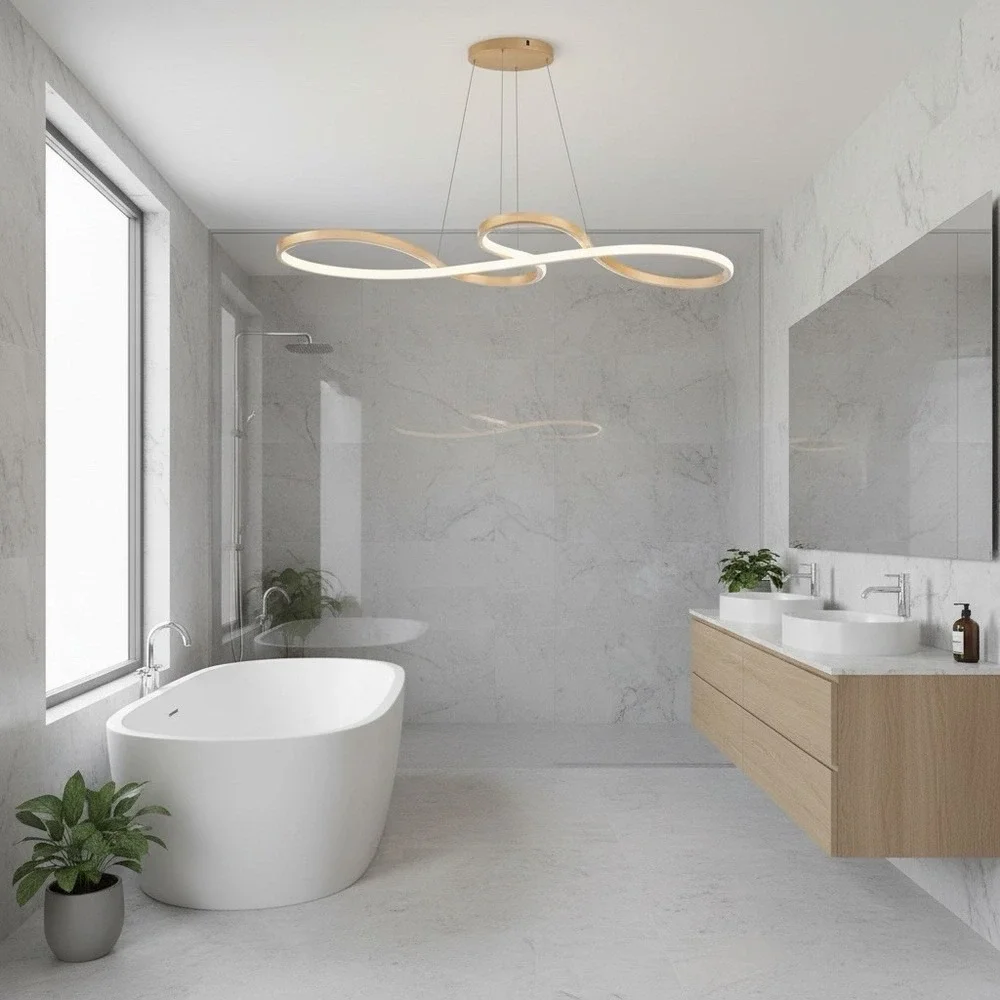 Modern Bathroom LED Light Gold Dimmable Remote Lighting Fixture 29.5